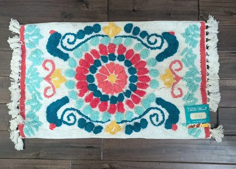 New The Pioneer Woman Mazie Medallion Bath Rug Tassel Flower Floral Multi Color